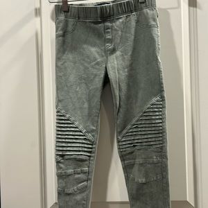 Beulah ribbed skinny stretchy moto PulOn pants detail legs w/ side zips size S